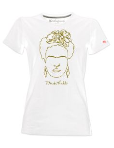 T-shirt donna Frida Kahlo Ufficiale stile Line Art Gold - Blasfemus