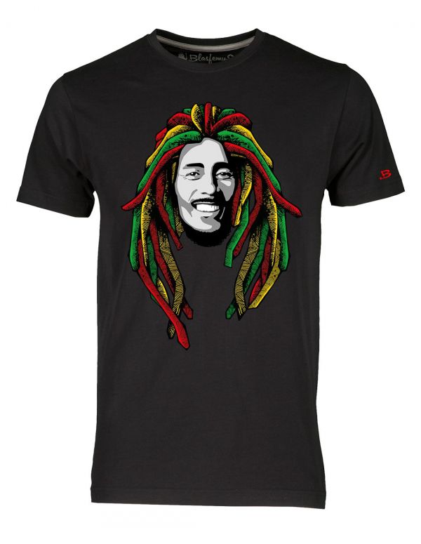 t-shirt Bob Marley nera Blasfemus