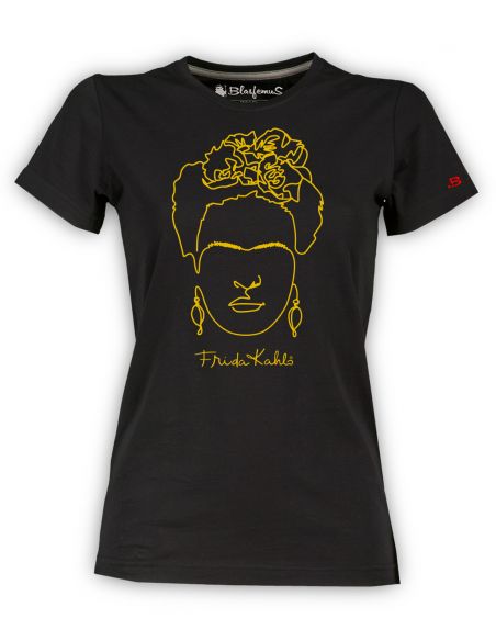 T-shirt donna Frida Kahlo Ufficiale stile Line Art - bianca - nera