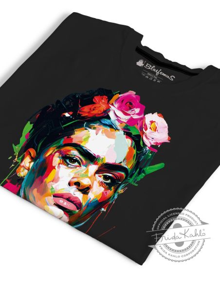 T-shirt donna Frida Kahlo Ufficiale stile colors energy art - nera