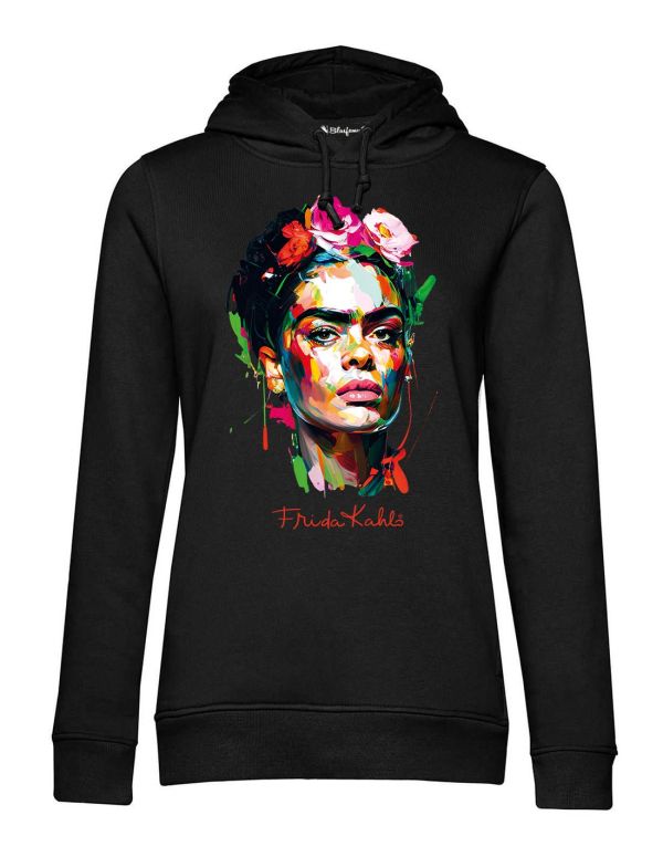 Felpa Cappuccio Donna Frida Kahlo Colors Energy - nera