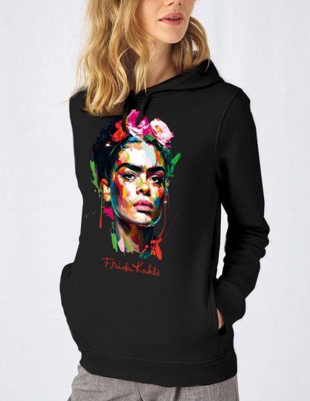 Felpa Cappuccio Donna Frida Kahlo Colors Energy - nera