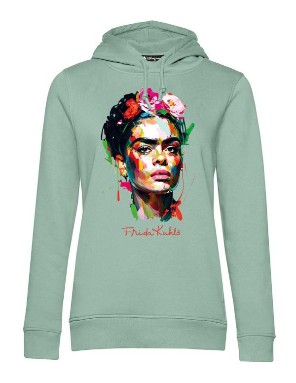 Felpa Cappuccio Donna Frida Kahlo Colors Energy - colore salvia