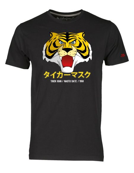 T-shirt Uomo Tigre - Naoto Date - Anime Manga Cartoni Anni 80 - nera