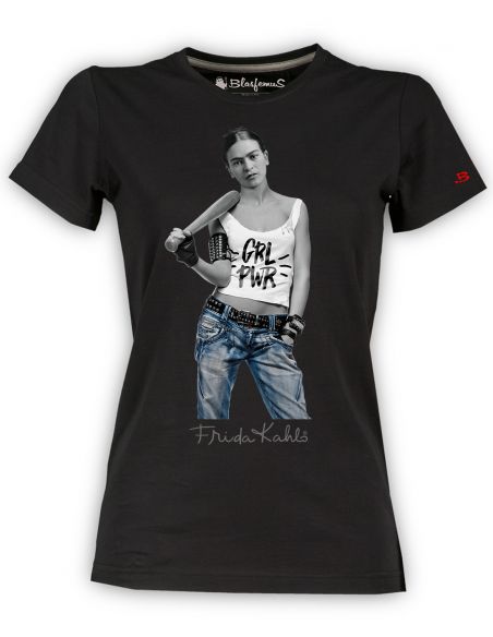 T-shirt donna Frida Kahlo Girl Power - nera - Blasfemus