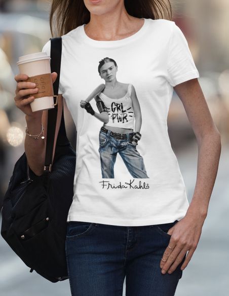 T-shirt donna Frida Kahlo Girl Power - bianca - Blasfemus