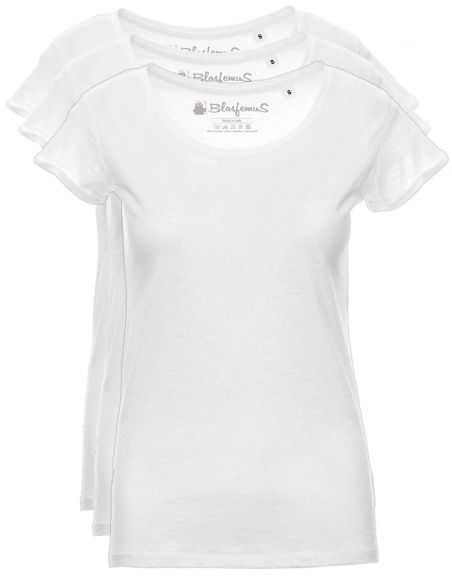 t-shirt donna basic - maglietta maniche corte in cotone - pacco da 3 - girocollo ampio - Blasfemus - bianca