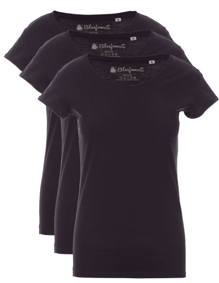 t-shirt donna basic - maglietta maniche corte in cotone - pacco da 3 - girocollo ampio - Blasfemus - nera