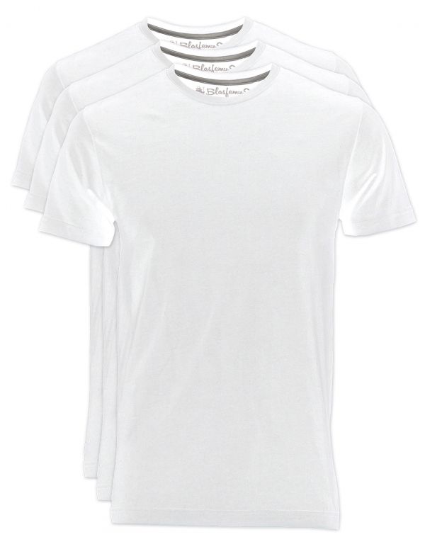 t-shirt uomo basic - maglietta maniche corte in cotone - pacco da 3 - girocollo rotondo - Blasfemus - bianca