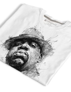 Notorious Big Men's T-Shirt, Rap Music Legends - close up - white color