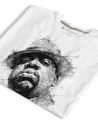 Notorious Big Men's T-Shirt, Rap Music Legends - close up - white color