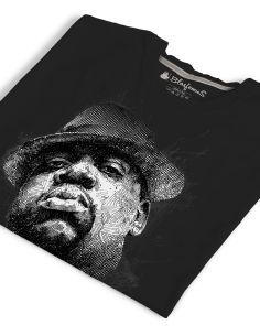 Notorious Big Men's T-Shirt, Rap Music Legends - close up - black color
