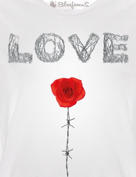 T-shirt donna - Love rosa e filo spinato - Blasfemus