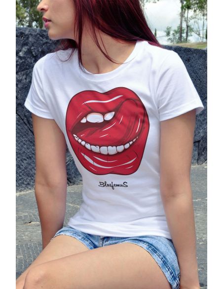 T-shirt donna - Bocca lingua red passion blasfemus