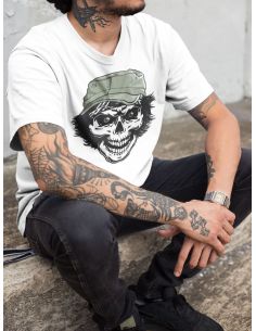 T-shirt bianca uomo - Teschio con cappello - Blasfemus