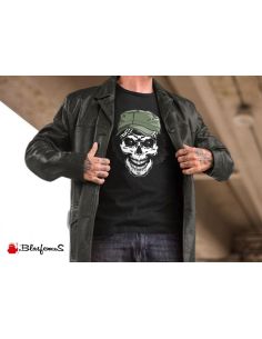 T-shirt nera uomo - Teschio con cappello - Blasfemus