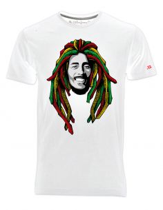 T-shirt uomo - Bob Marley reggae - bianca maniche corte Blasfemus