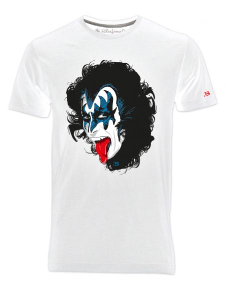 T-shirt uomo bianca - Kiss Gene Simmons Blasfemus