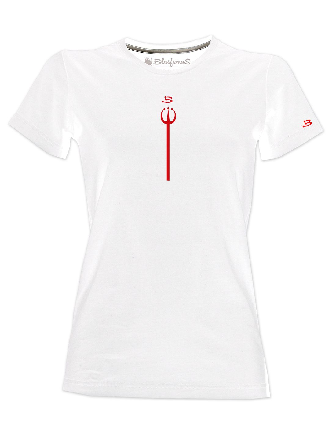 T-shirt Donna - Maglietta con forcone Diavolo Rosso Blasfemus Color White  Fabric type Cotone Jersey Size M