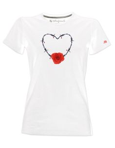 T-shirt donna - Cuore e rosa rossa centrale Blasfemus filo spinato - maglietta bianca - Blasfemus