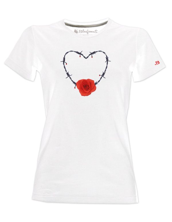 T-shirt donna - Cuore e rosa centrale Blasfemus