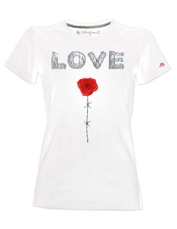 T-shirt donna - Love rosa e filo spinato - Blasfemus