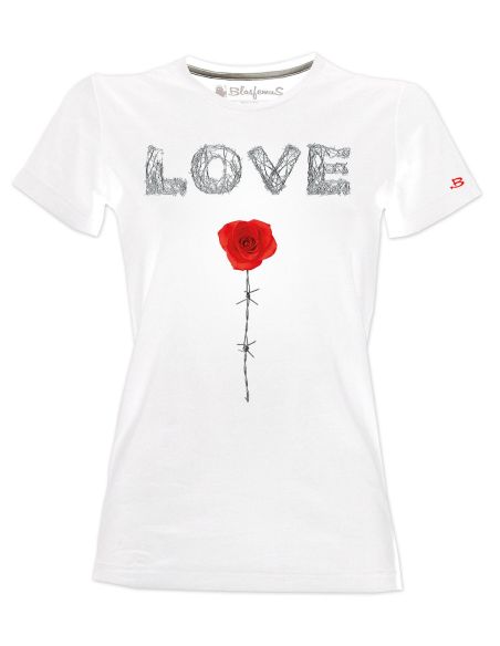 T-shirt donna - Love rosa e filo spinato - Blasfemus