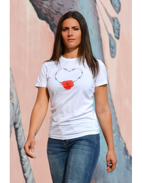 T-shirt donna - Love rosa e filo spinato - Blasfemus