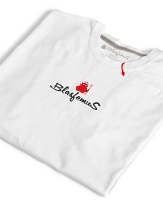 Tshirt donna bianca logo centrale blasfemus