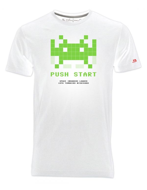 Space Invaders T-Shirt 80s Vintage Nerd - white