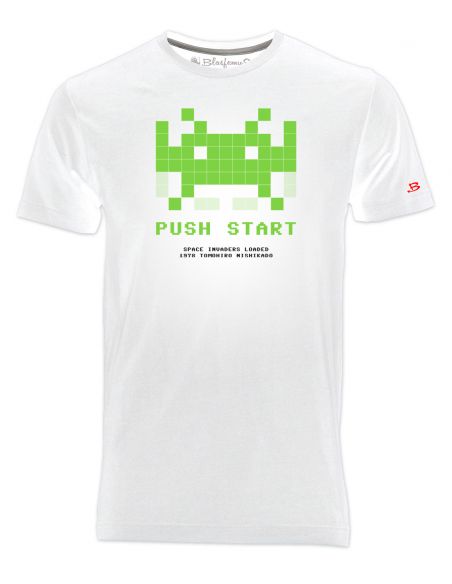 T-Shirt Uomo Space Invaders anni 80 -bianca - Vintage Nerd - Blasfemus