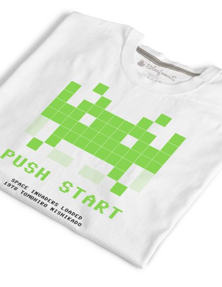 Space Invaders T-Shirt 80s Vintage Nerd - white