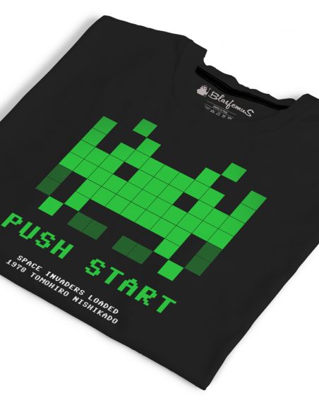 T-Shirt Uomo Space Invaders anni 80 -nera - Vintage Nerd - Blasfemus