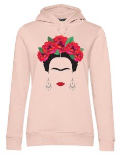 Felpa Cappuccio Donna Frida Kahlo Ufficiale Rose Rosse e Orecchini - Blasfemus