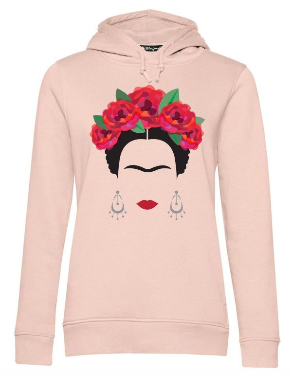 Blasfemus Felpa Cappuccio Donna Frida Kahlo Ufficiale Rose Rosse e Orecchini