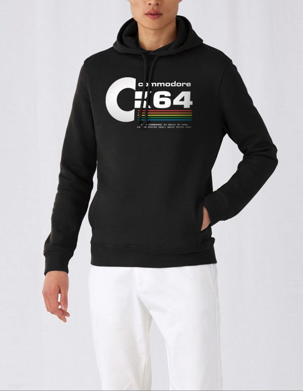 Felpa Commodore 64 C64 Cappuccio Uomo Anni 80 Vintage Nerd Blasfemus