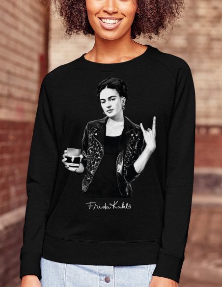 Felpa donna nera - Frida Kahlo Ufficiale stile rock
